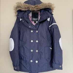 Nils Vintage Retro Y2K Faux Fur Women's Ski Snowboard Jacket Winter Blue